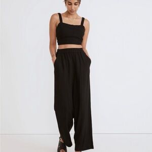 Madewell Breezewoven Black Wide-Leg Pants